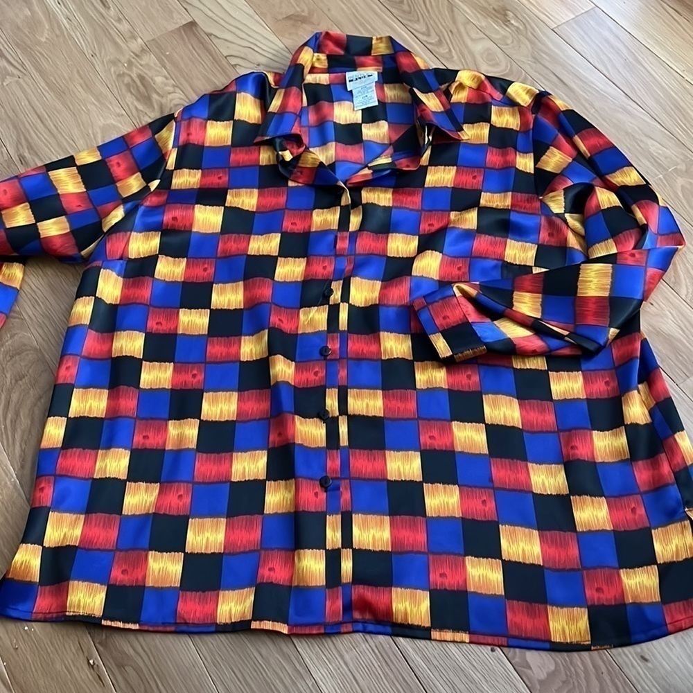 Bentley Plus Women’s Button Tunic Blouse size 24W Colorful